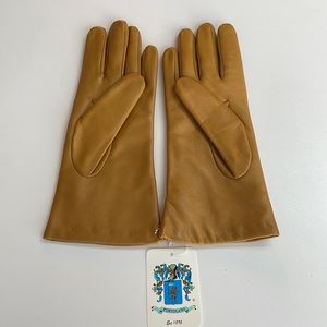 Golden Sunflower Portolano Leather Cashmere-Lined Hand Gloves